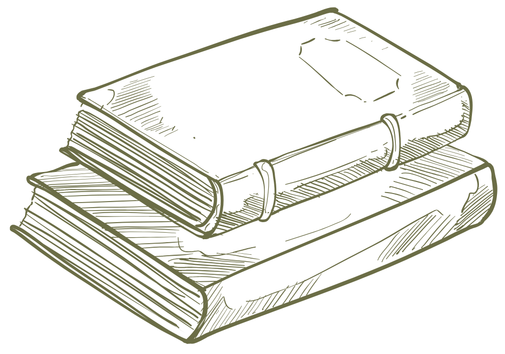 image description: hand-drawn image of two books