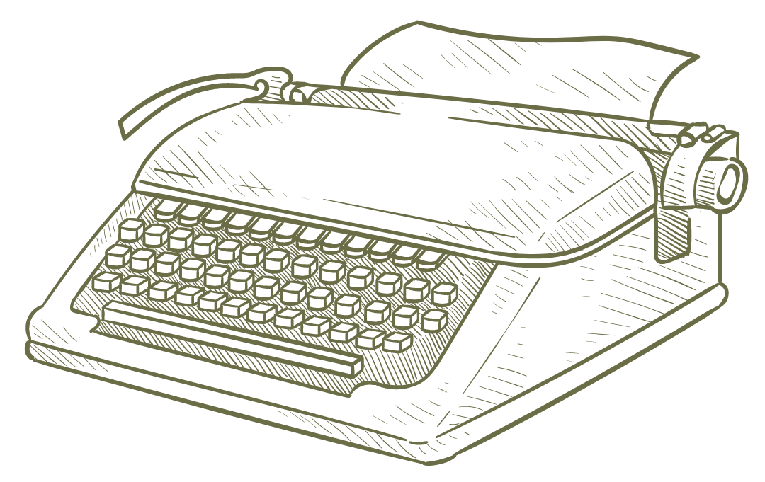 image description: hand-drawn image of a typewriter